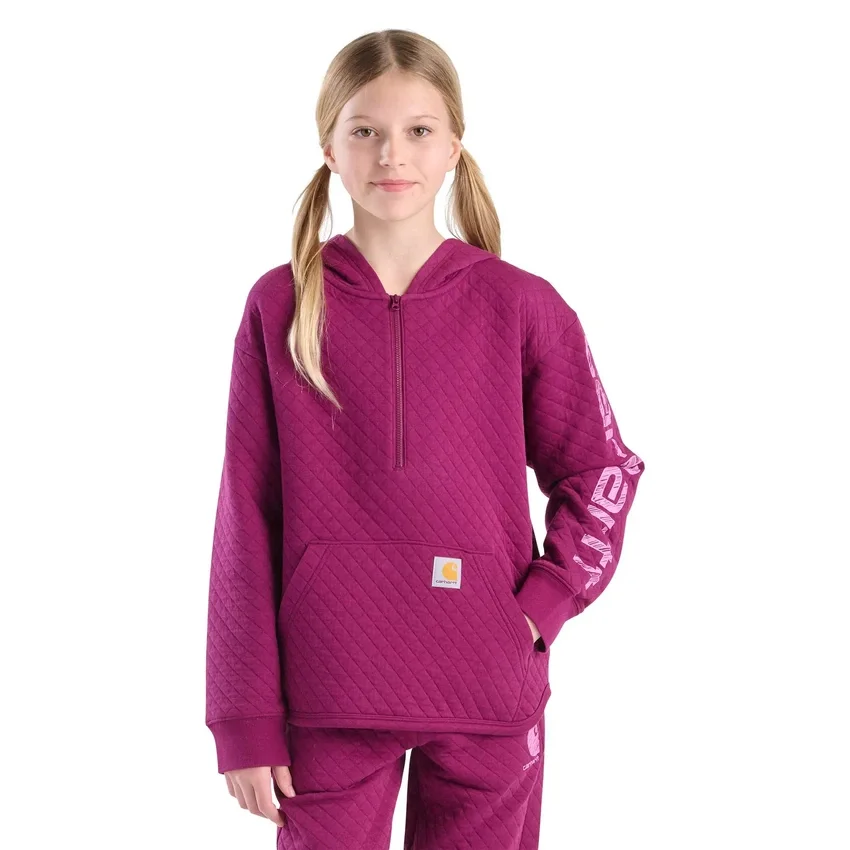 Sudadera de manguitos acolchados de jersey con media cremallera para niñas (niños/jóvenes)
