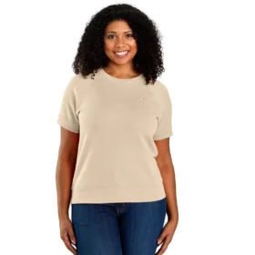 Sudadera de manguitos cortos para mujer, de Tencel ligero y corte holgado, en tejido de felpa francesa