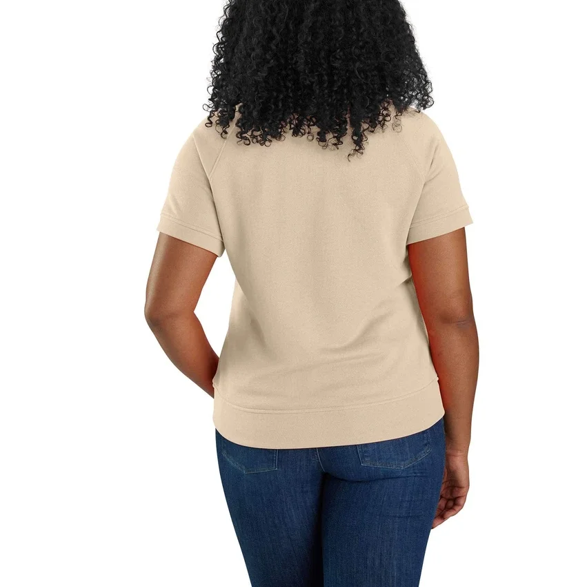 Sudadera de manguitos cortos para mujer, de Tencel ligero y corte holgado, en tejido de felpa francesa