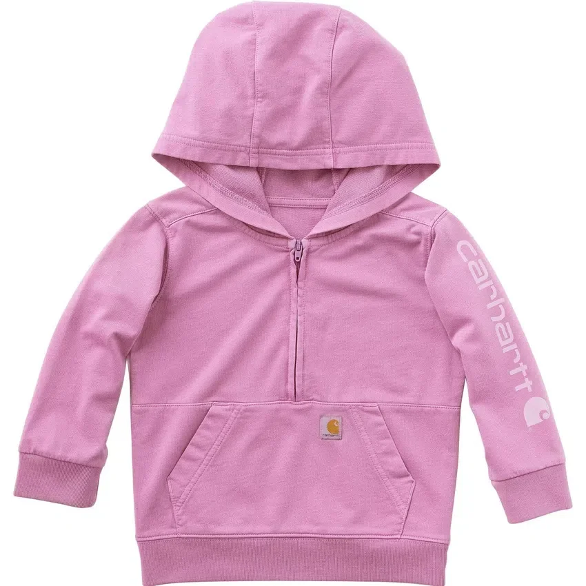 Sudadera de manguitos largos para niños con medio cremallero, teñida en prenda y rediseñada (Bebés/Niños pequeños)