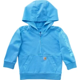 Sudadera de manguitos largos para niños con medio cremallero, teñida en prenda y rediseñada (Bebés/Niños pequeños)