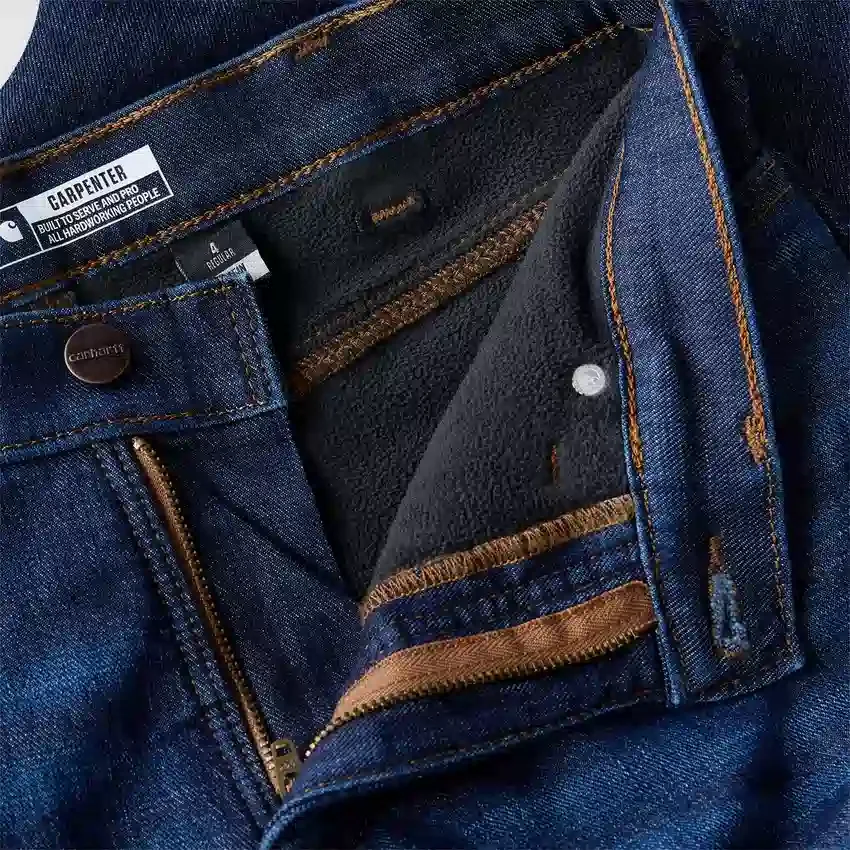 Vaqueros de talle medio con forro polar para mujer, modelo Carpenter