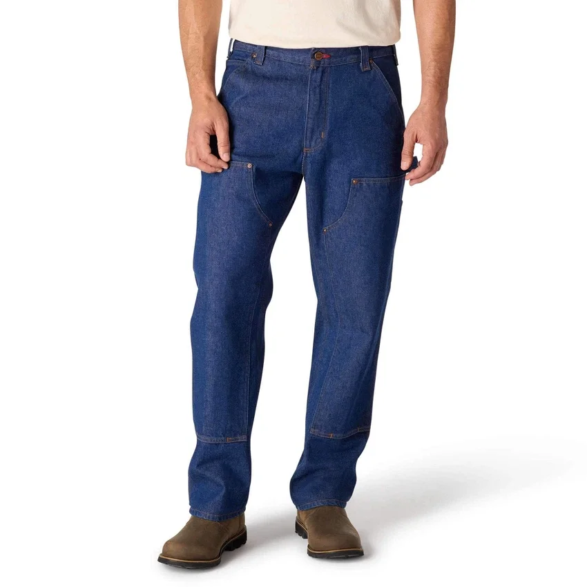 Vaqueros de trabajo de corte recto y talle holgado con doble refuerzo en las rodillas de la serie Crafted para hombre