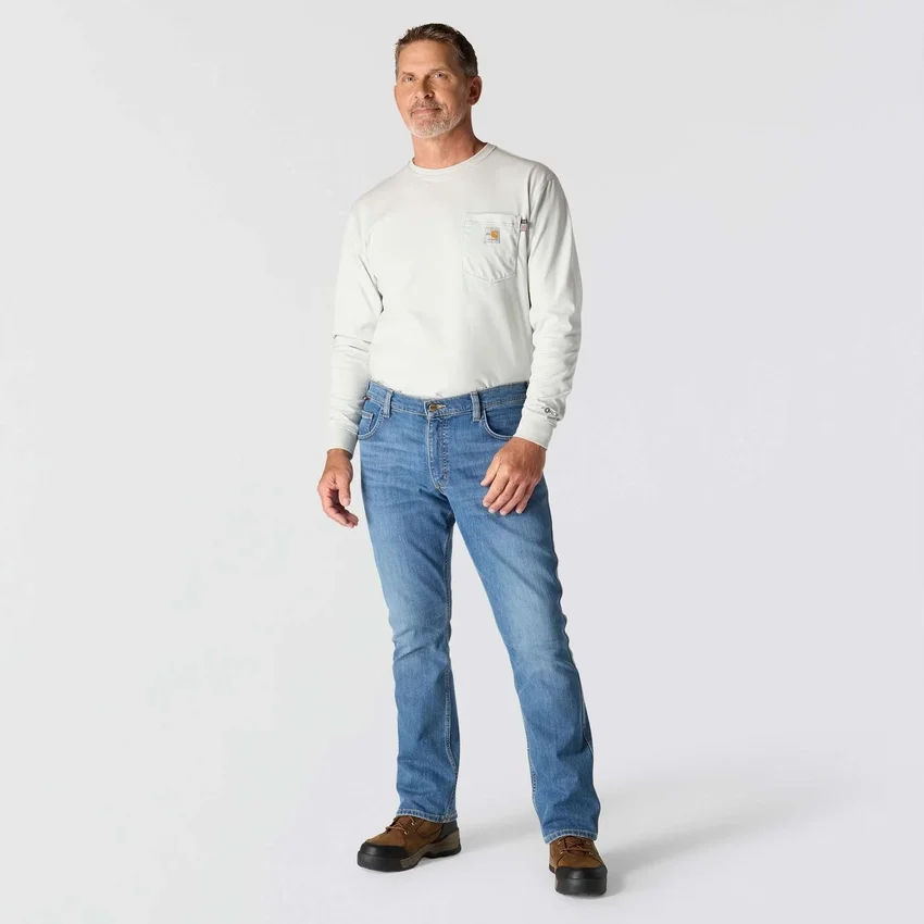 Vaqueros de trabajo para hombre de corte holgado y campana «Fr Relaxed Fit Bootcut Rugged Flex», resistentes al fuego
