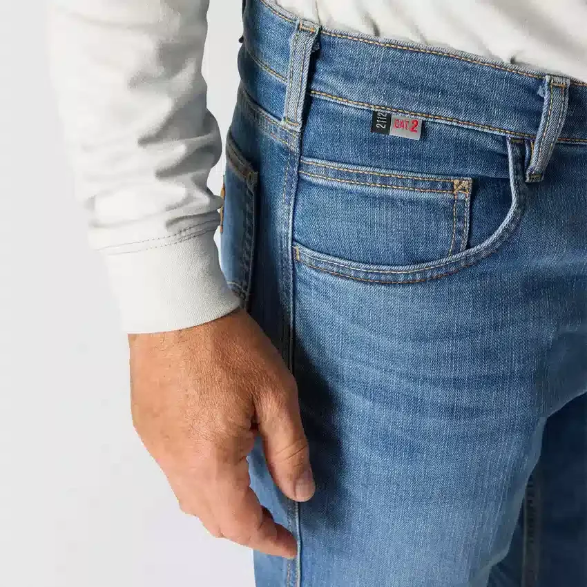 Vaqueros de trabajo para hombre de corte holgado y campana «Fr Relaxed Fit Bootcut Rugged Flex», resistentes al fuego