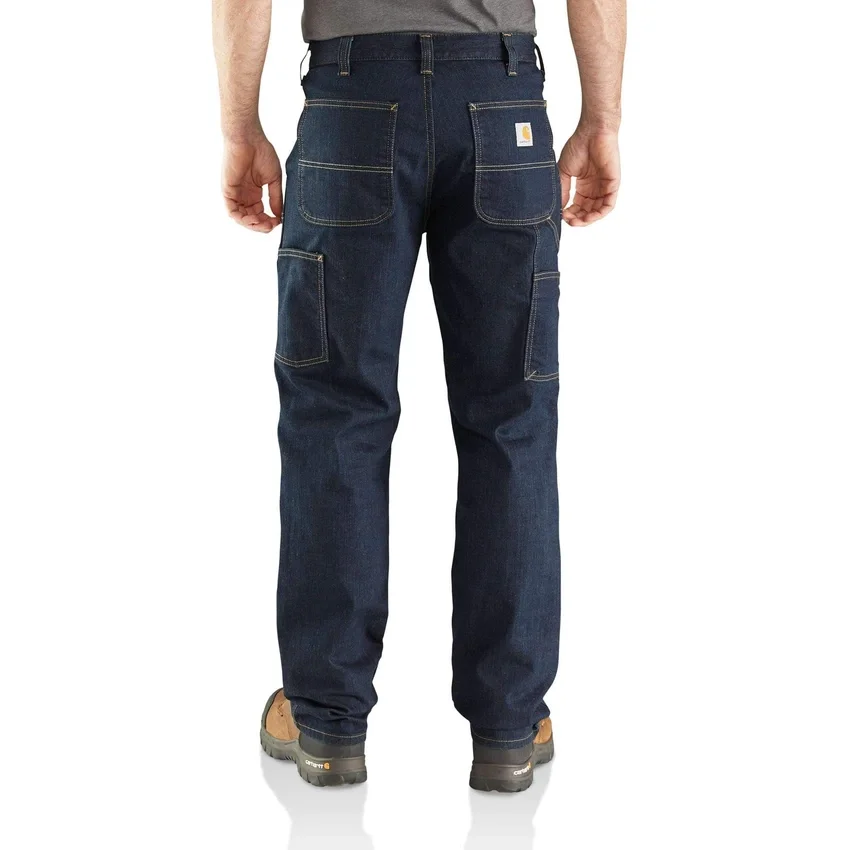 Vaqueros de trabajo para hombre, de corte recto holgado, con doble refuerzo en las rodillas y tecnología Rugged Flex