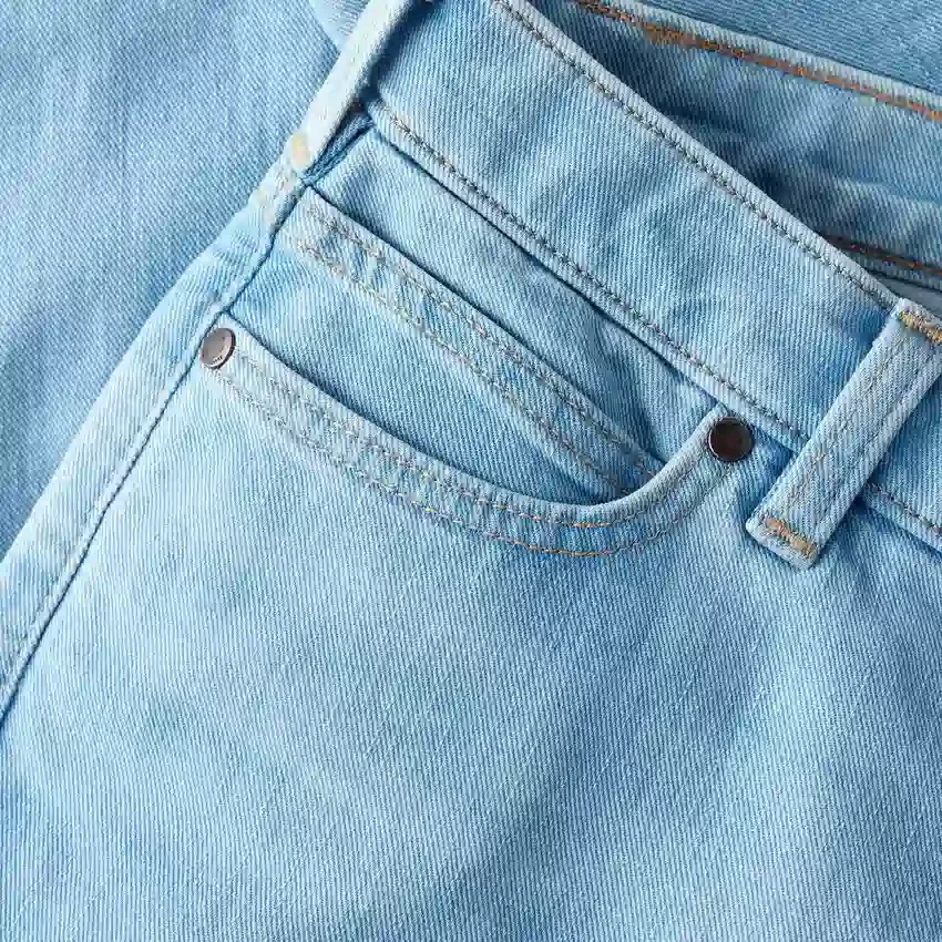 Vaqueros elásticos de talle medio y corte recto para mujer «Essential»