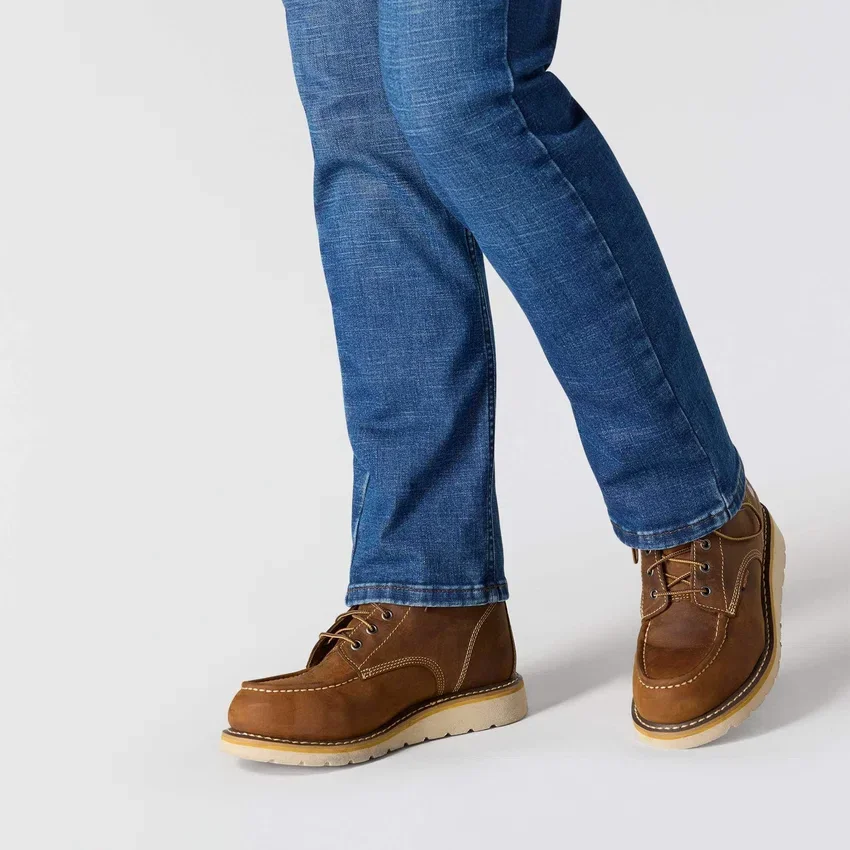 Vaqueros elásticos de talle medio y corte recto para mujer «Essential»